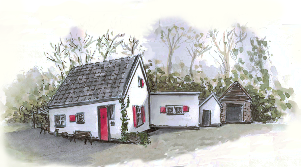 Tekening van het natuurhuisje Klarenbeek